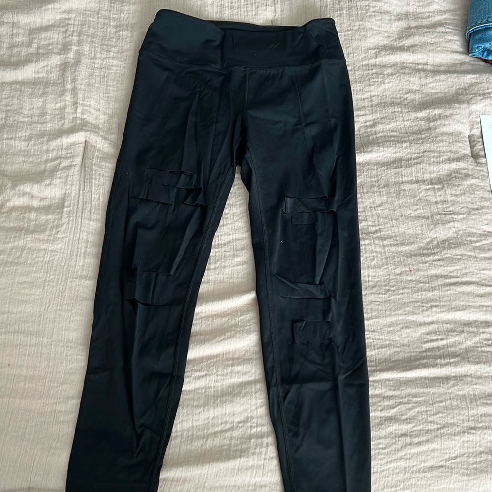 Zyia black distressed leggings